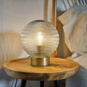 Picture of Vintage Brass Table Lamp Glass Globe Shade Bedside & Living Room Spaces with LED Bulb