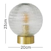 Picture of Vintage Brass Table Lamp Glass Globe Shade Bedside & Living Room Spaces with LED Bulb