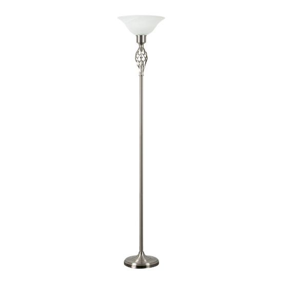 Picture of Modern Twist Barley Floor Lamp with Uplighter Standard Light and Glass Shade for Lounge