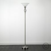 Picture of Modern Twist Barley Floor Lamp with Uplighter Standard Light and Glass Shade for Lounge