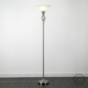 Picture of Modern Twist Barley Floor Lamp with Uplighter Standard Light and Glass Shade for Lounge