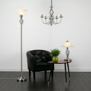 Picture of Modern Twist Barley Floor Lamp with Uplighter Standard Light and Glass Shade for Lounge