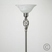 Picture of Modern Twist Barley Floor Lamp with Uplighter Standard Light and Glass Shade for Lounge