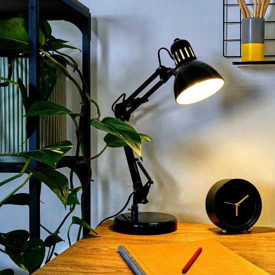 Picture of Versatile 35cm Tall Adjustable Reading Desk Lamp with Angled Table Spotlight and LED Bulb