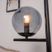 Picture of Modern Metal Floor Lamp with Smoked Glass Globe Shade, Black Finish, LED Lighting 