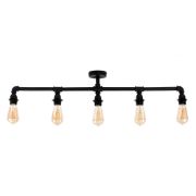 Picture of 5-Light LED Filament Bulb Black Industrial Bar Ceiling Pipe Lamp Fixture