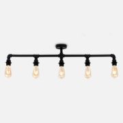 Picture of 5-Light LED Filament Bulb Black Industrial Bar Ceiling Pipe Lamp Fixture