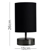 Picture of Bedside Dimmable Touch Table Lamp with Black Lampshade Shade