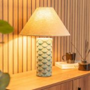 Picture of Shell Table Lamp with Scallop Base, Cream Shade - Perfect for Bedroom Lighting