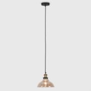 Picture of Modern Brass Pendant Light Fixture with Amber Glass Shade and LED Bulb 