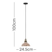 Picture of Modern Brass Pendant Light Fixture with Amber Glass Shade and LED Bulb 