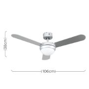 Picture of 42 Inch Silver Modern Ceiling Fan with Remote Control, 3-Speed Settings, and Warm LED Light