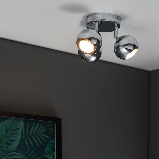 Picture of Adjustable LED Spotlight Kitchen Fixture: Retro Eyeball 3-Way Ceiling Light