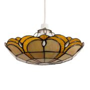 Picture of Stained Glass Pendant Ceiling Light with Tiffany-Style Lampshade: Elegant Home Lighting Fixture