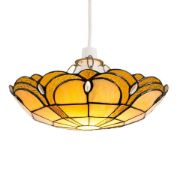 Picture of Stained Glass Pendant Ceiling Light with Tiffany-Style Lampshade: Elegant Home Lighting Fixture