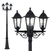 Picture of Victorian Style 220cm Black 3-Way Lantern Outdoor Garden Lamp Post with LED Lighting and IP44 Rating