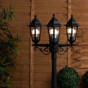 Picture of Victorian Style 220cm Black 3-Way Lantern Outdoor Garden Lamp Post with LED Lighting and IP44 Rating