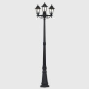 Picture of Victorian Style 220cm Black 3-Way Lantern Outdoor Garden Lamp Post with LED Lighting and IP44 Rating