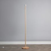 Picture of Modern Light Wood Base Tall Floor Lamp with Wooden Stem 