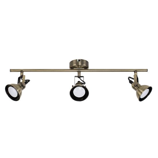 Picture of Adjustable Brass 3-Way Ceiling Spotlight Bar for Living Room 