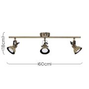 Picture of Adjustable Brass 3-Way Ceiling Spotlight Bar for Living Room 