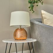 Picture of Bedside Table Lamp with Copper Ceramic Base, Cotton Shade, LED Bulb