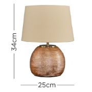 Picture of Bedside Table Lamp with Copper Ceramic Base, Cotton Shade, LED Bulb