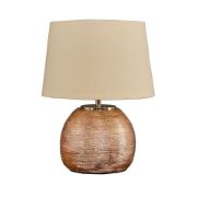 Picture of Bedside Table Lamp with Copper Ceramic Base, Cotton Shade, LED Bulb