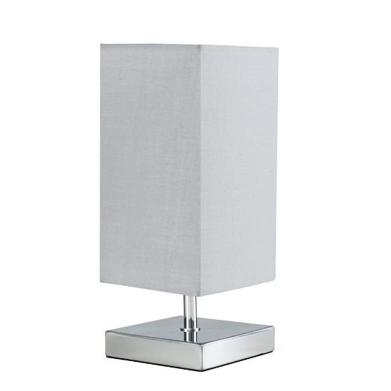 Picture of 30CM Dimmable Chrome Square Touch Bedside Table Lamp with LED Bulb for Lounge Lighting