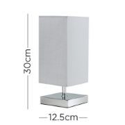 Picture of 30CM Dimmable Chrome Square Touch Bedside Table Lamp with LED Bulb for Lounge Lighting