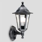 Picture of Modern Brushed Silver LED Outdoor Wall Lantern with PIR Sensor and Garden-Friendly GLS Bulb