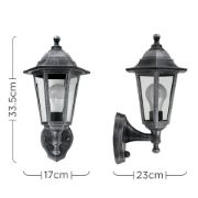 Picture of Modern Brushed Silver LED Outdoor Wall Lantern with PIR Sensor and Garden-Friendly GLS Bulb