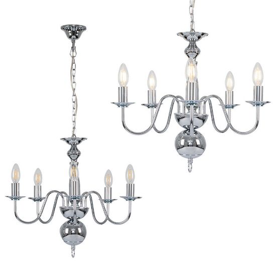 Picture of Vintage LED Ceiling Chandelier: Traditional 5-Way Light Fixture with Retro Charm