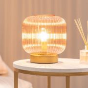 Picture of Ribbed Glass Battery-Operated Table Lamp Base: Perfect for Living Rooms, Bedrooms