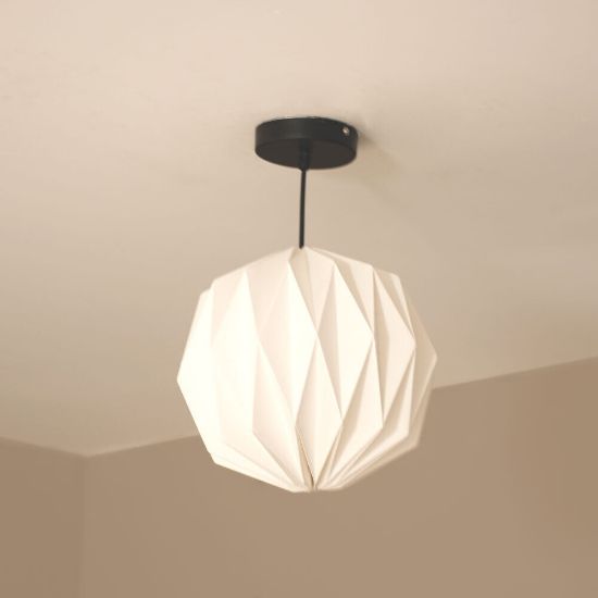 Picture of Easy Fit Living Room Origami Paper Fold Pendant Shade Lamp White Light