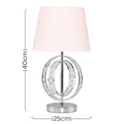 Picture of Chrome Hoop Base Table Lamp with Large Shade and LED Bulb for Living Room or Bedroom