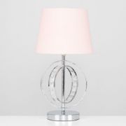 Picture of Chrome Hoop Base Table Lamp with Large Shade and LED Bulb for Living Room or Bedroom