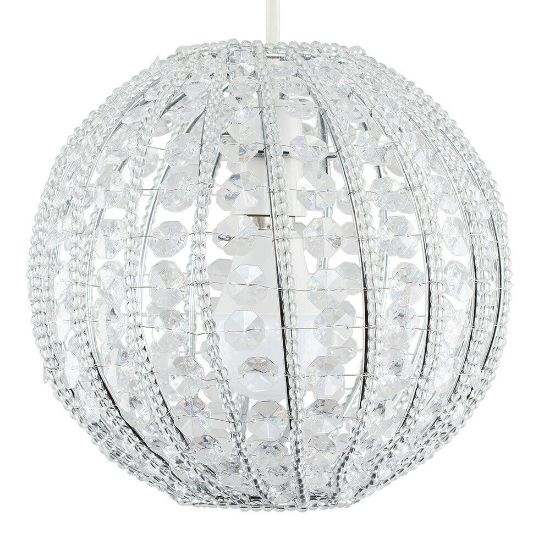 Picture of Round Clear Acrylic Jewel Ceiling Light Shade Globe Pendant with Ornate Lampshade Design