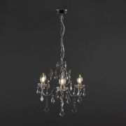 Picture of Traditional Chrome IP44 Chandelier Ceiling Light Fitting with 3-Way Glass Droplet Design