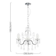 Picture of Traditional Chrome IP44 Chandelier Ceiling Light Fitting with 3-Way Glass Droplet Design