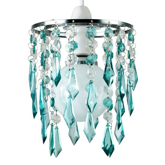 Picture of Crystal Droplets Jewel Acrylic Ceiling Pendant Light Shade - Effortless Lampshade Fit