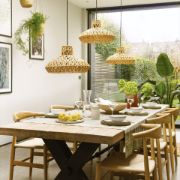 Picture of Scandi Boho LED Pendant Light Shade Lampshade with Natural Wicker Rattan Ceiling Design