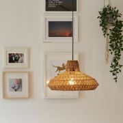 Picture of Scandi Boho LED Pendant Light Shade Lampshade with Natural Wicker Rattan Ceiling Design