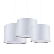 Picture of Set of 3 Grey Fabric Pendant Lampshades with Easy Fit Ceiling Mounts and Diffusers