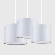 Picture of Set of 3 Grey Fabric Pendant Lampshades with Easy Fit Ceiling Mounts and Diffusers