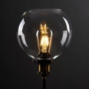 Picture of Industrial Black & Brass Table Lamp: 40CM Height, Metal Base with Glass Shade and LED Bulb