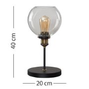 Picture of Industrial Black & Brass Table Lamp: 40CM Height, Metal Base with Glass Shade and LED Bulb