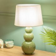 Picture of Green Ceramic Table Lamp Stacked Ball Base Lampshade Living Room Bedroom Light