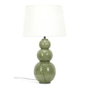 Picture of Green Ceramic Table Lamp Stacked Ball Base Lampshade Living Room Bedroom Light