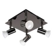 Picture of Adjustable 4 Way Ceiling Spotlight Fitting Chrome / Black LED GU10 Kitchen Light